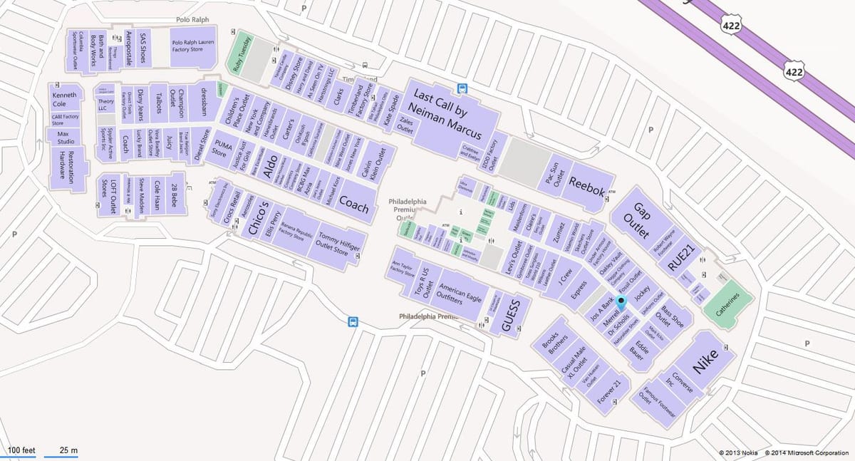 Φιλαδέλφεια mall χάρτης