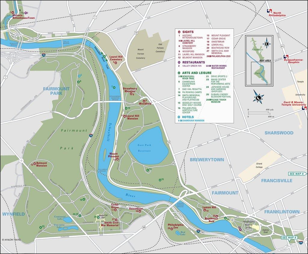χάρτης της fairmount park, Φιλαδέλφεια