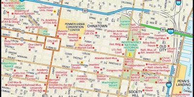 Χάρτης του κέντρου της πόλης Φιλαδέλφεια